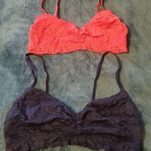 Xhiliration-Coral & Navy Bralettes